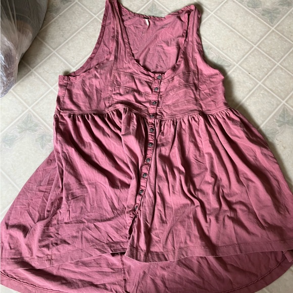 Free People Brooke hi lo tunic Tank Rose Pink - Picture 1 of 7